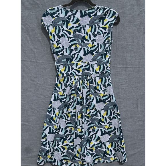 Lands End Woman's Fish Print Stretch Faux Wrap Twist Front Dress NWOT Size S 🐟 - Picture 6 of 9